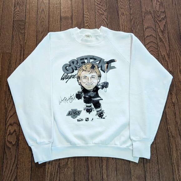 1988 Wayne Gretzky Caricature LA Kings Woody Sports FOTL Crewneck Made in USA L - Picture 1 of 5